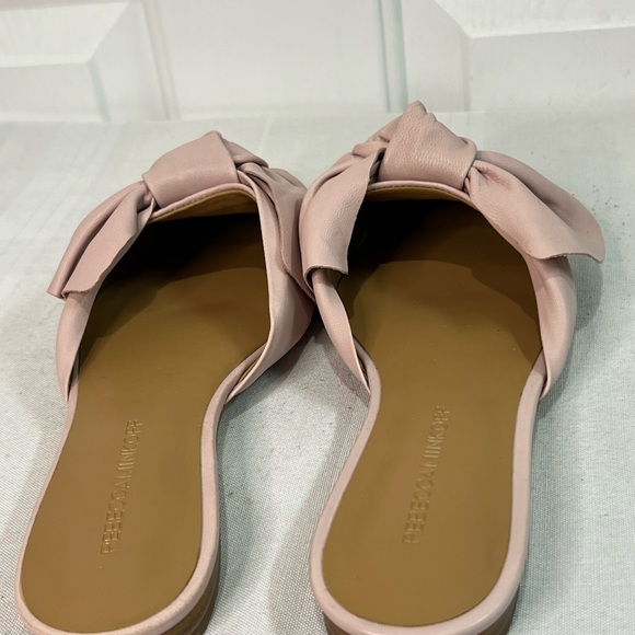 Rebecca Minkoff pale pink Alexis leather bow flat mules size 8 FLAW NWOB - Picture 4 of 14